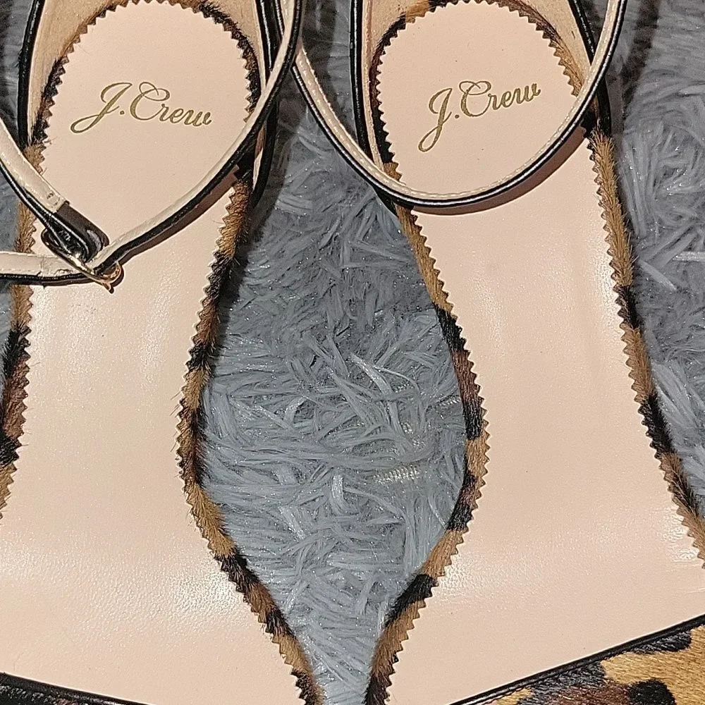 New J.CREW Leopard Print Heels Sparkly Bottom